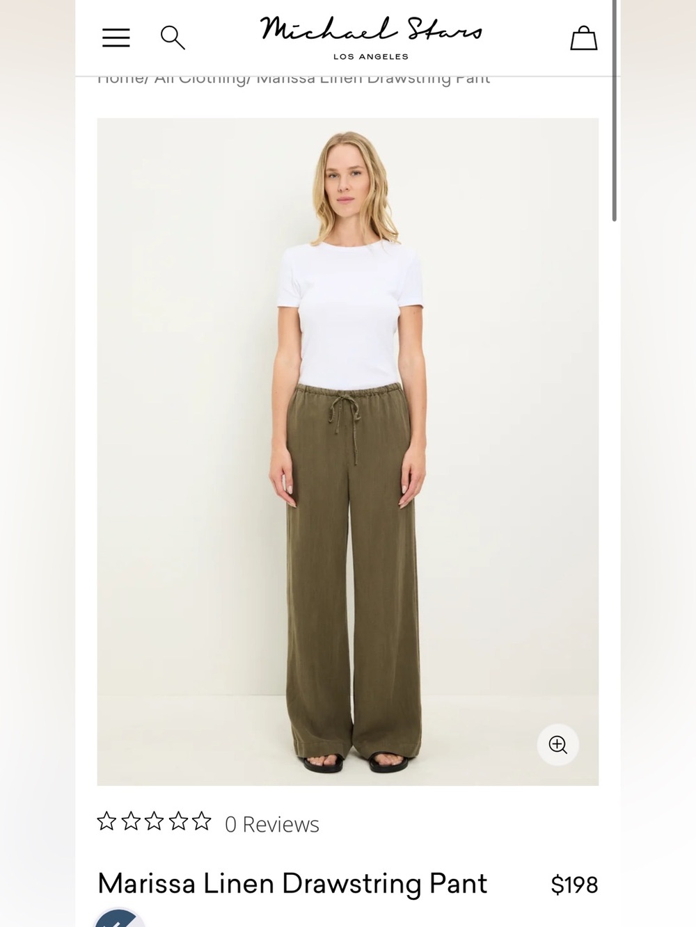 MICHAEL STARS LA Olive Wide-Leg Drawstring Pants